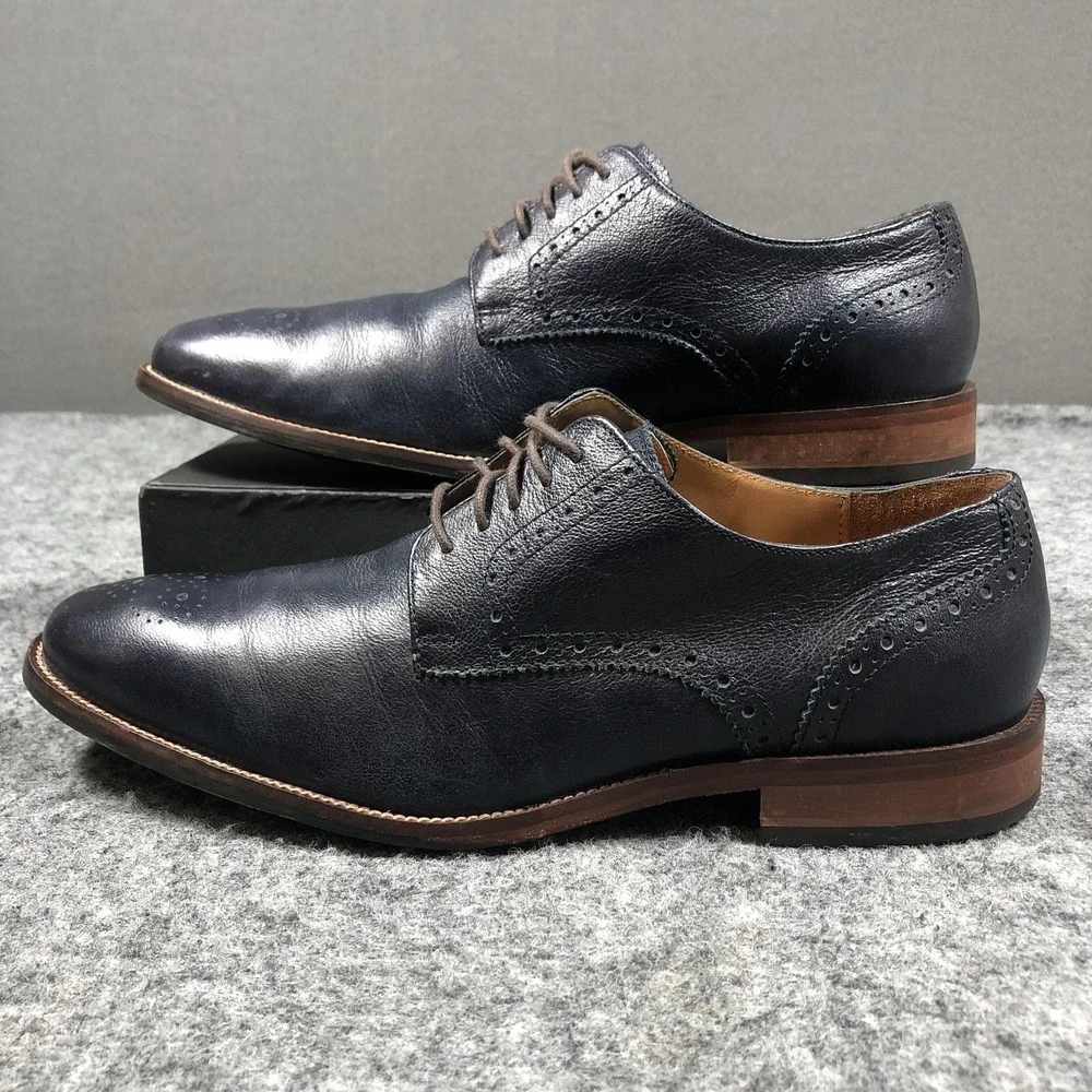 Cole Haan Williams Medallion Toe Shoes Mens Size 8.5 Blue Leather Wingtip